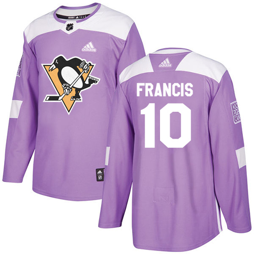 Adidas Penguins #10 Ron Francis Purple Authentic Fights Cancer Stitched NHL Jersey
